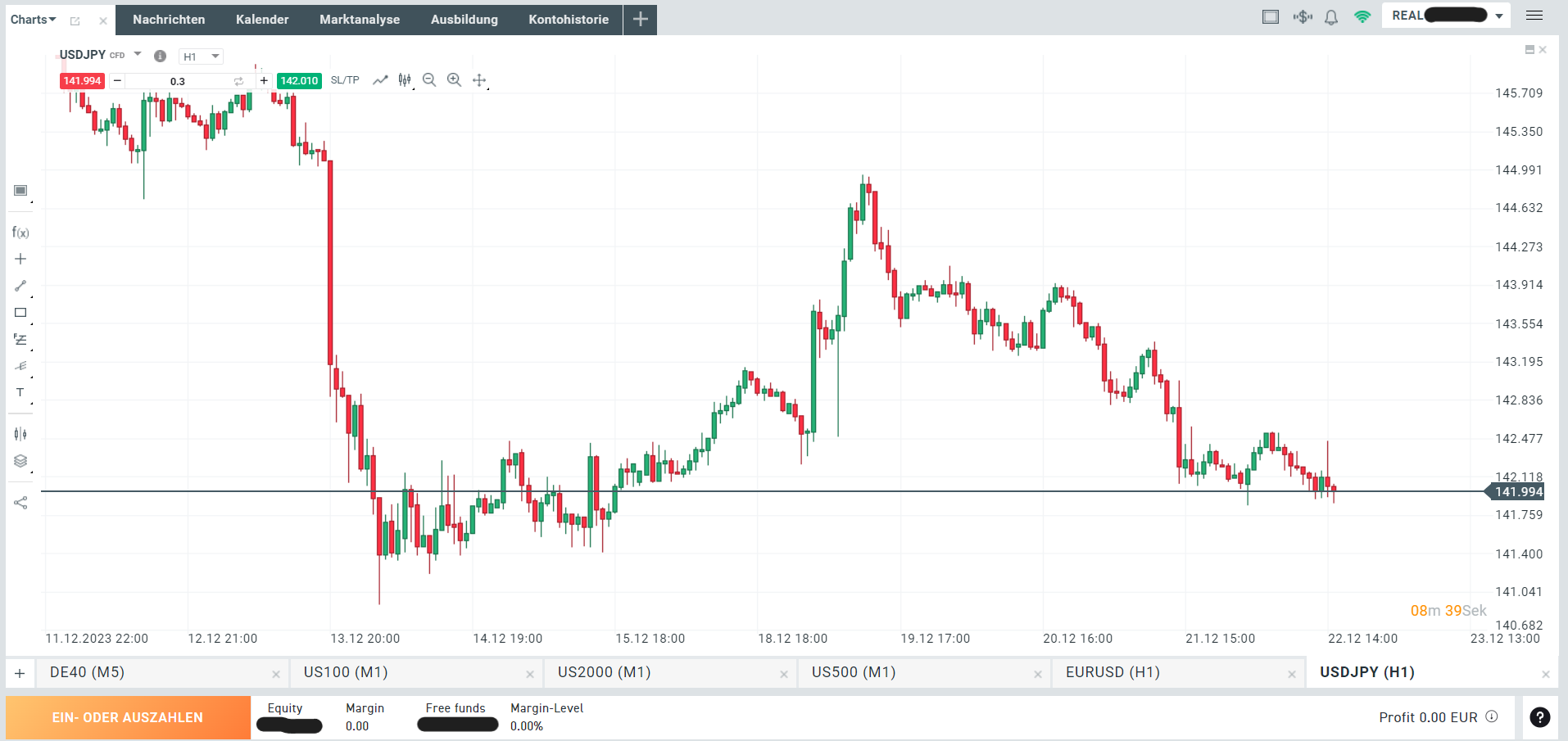 Forex Trading USD JPY Chart in XTB