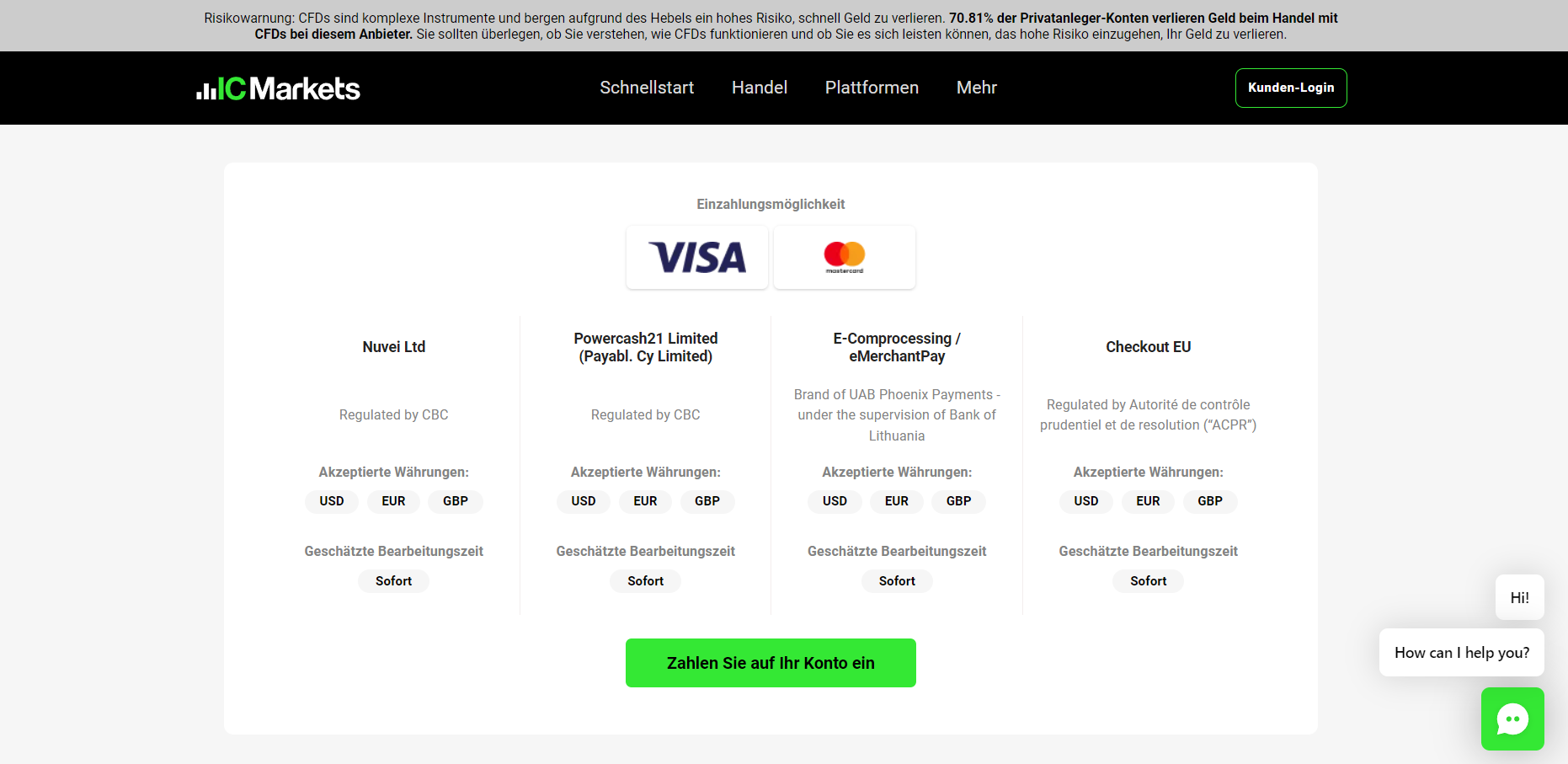 IC Markets Geld einzahlen