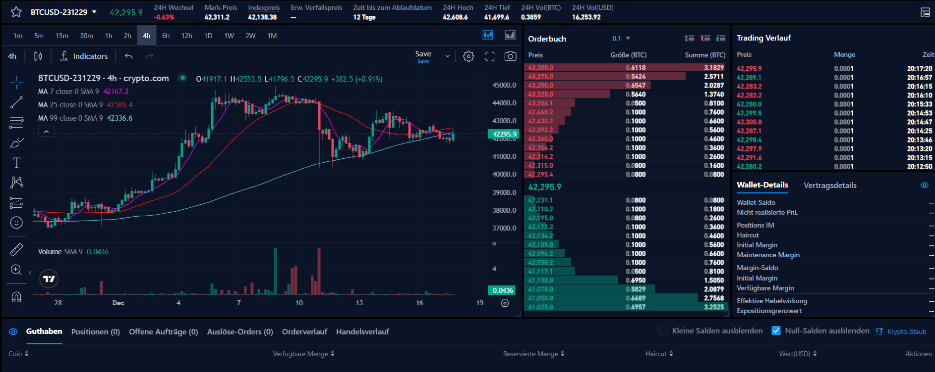 Crypto com Benutzeroberfläche