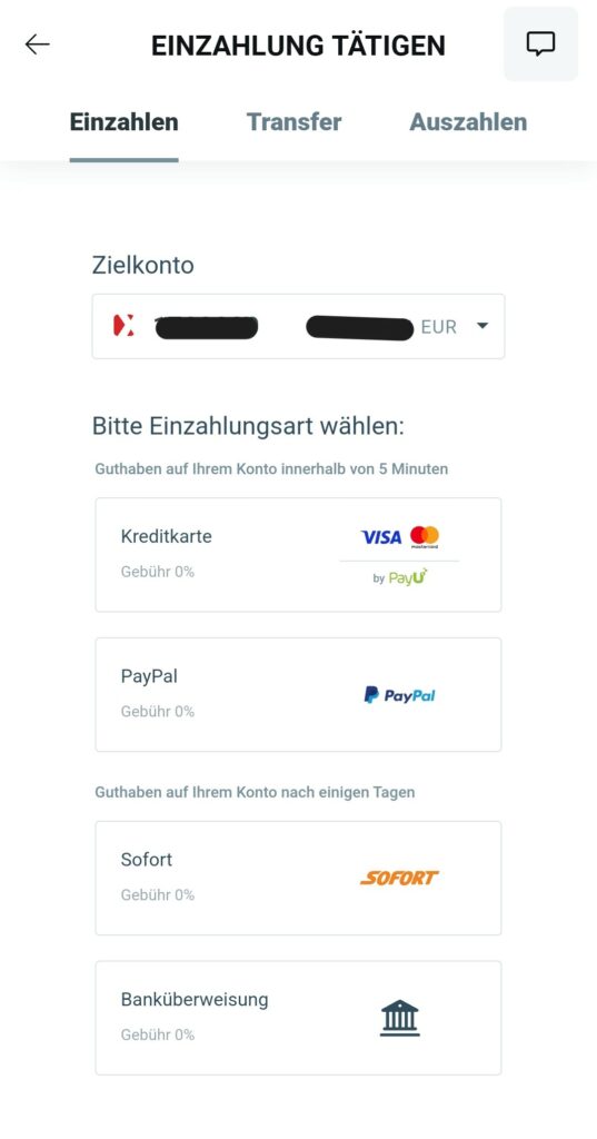 XTB App Einzahlung