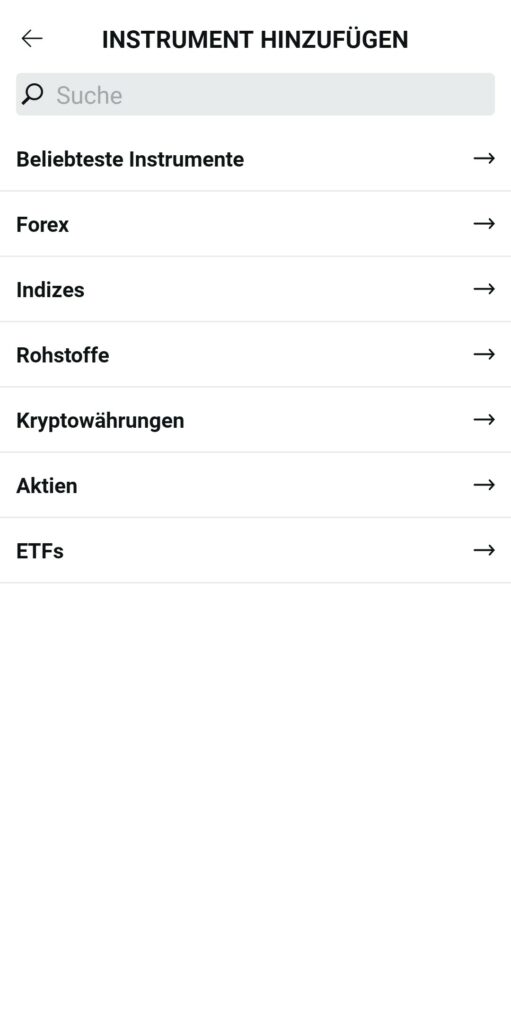 XTB App Marktübersicht