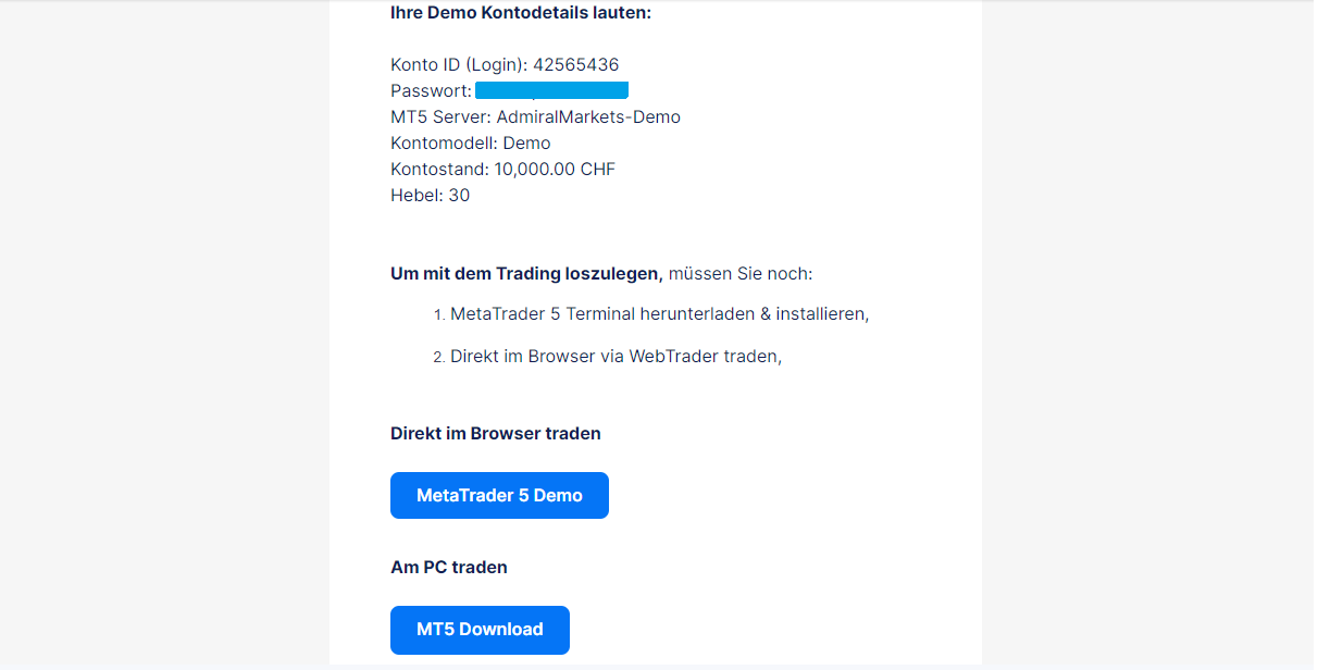 Demokonto E-Mail