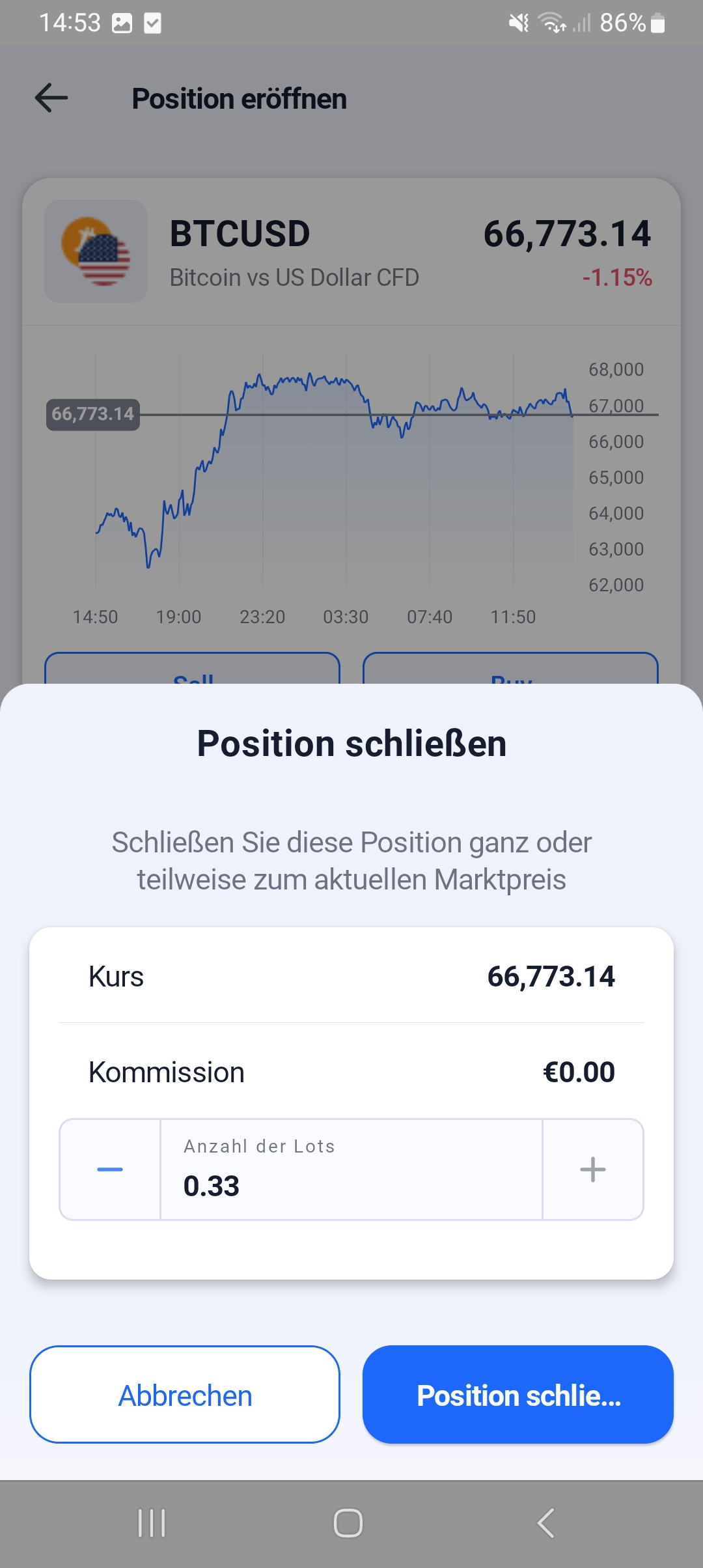 Admirals App Position schließen Bitcoin