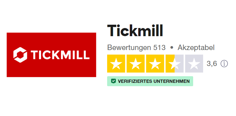 Tickmill-Bewertung bei Trustpilot