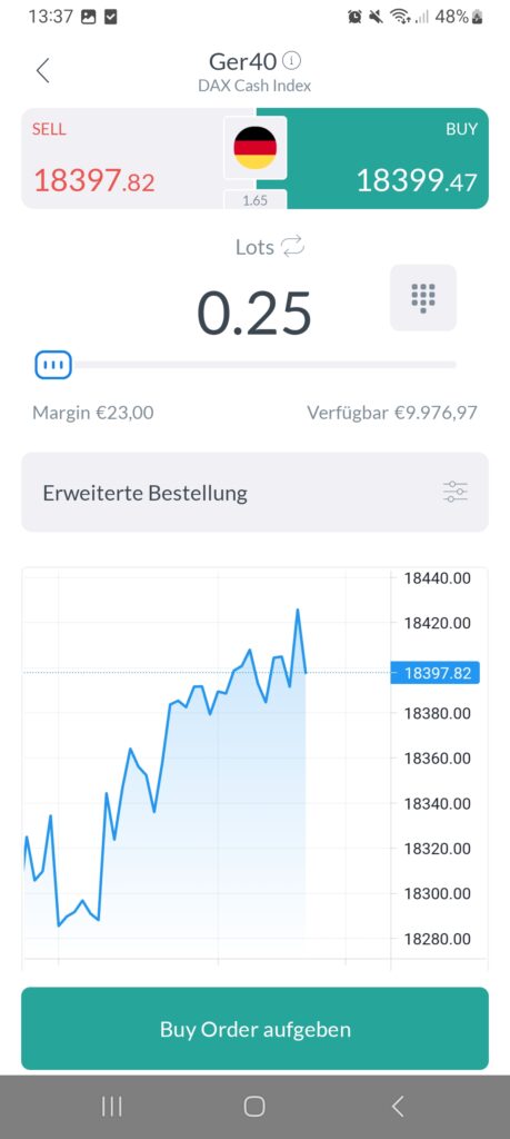 ActivTrader App Long Position erstellen