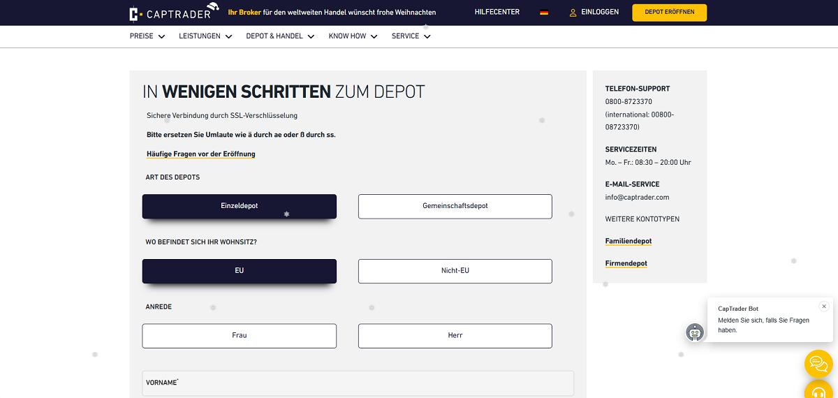 CapTrader Depot eröffnen