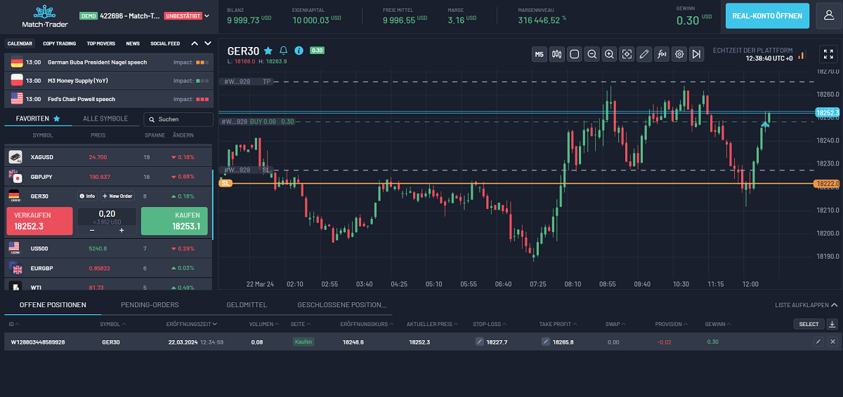 GBE Stop Loss ändern im MatchTrader