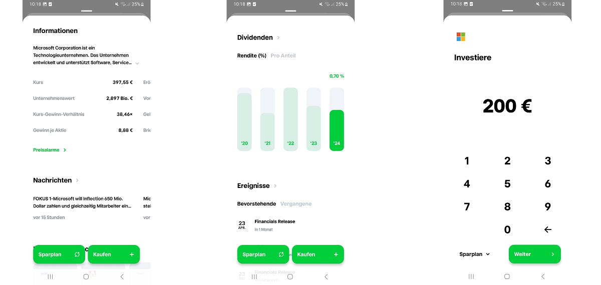 Informationen Dividenden und Sparplan in TradeRepublic