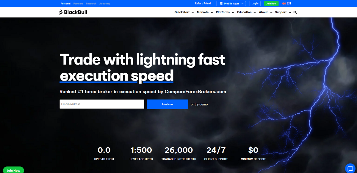 BlackBull Markets Webseite