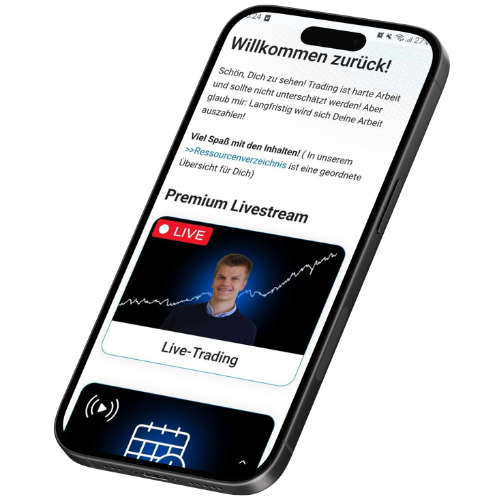 Finanzradar LiveTrading im Mitgliederbereich Mobile Mockup