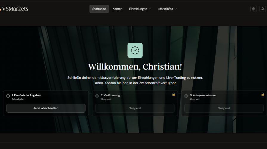 VS Markets Kundenbereich Übersicht