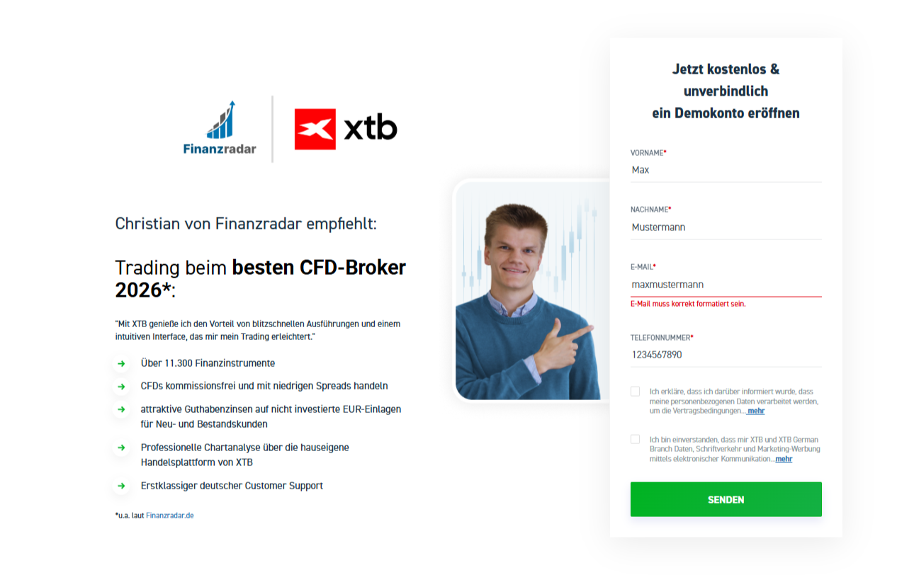 CFD Demokonto bei XTb eröffnen