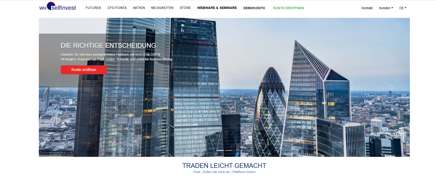 WH selfinvest webseite