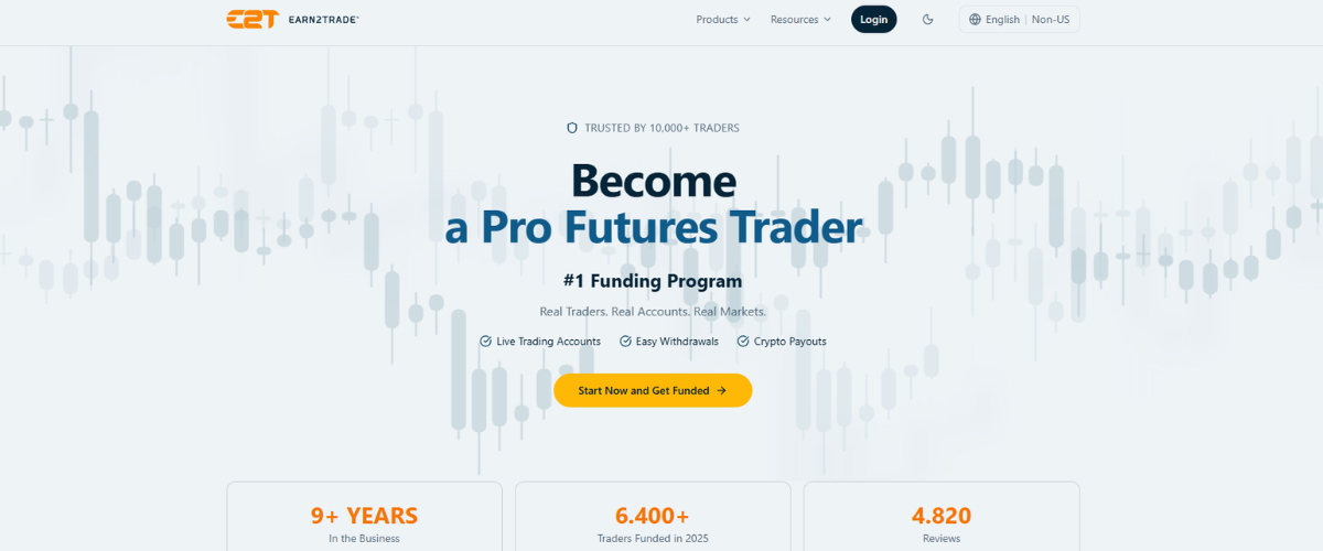 Earn2Trade Webseite
